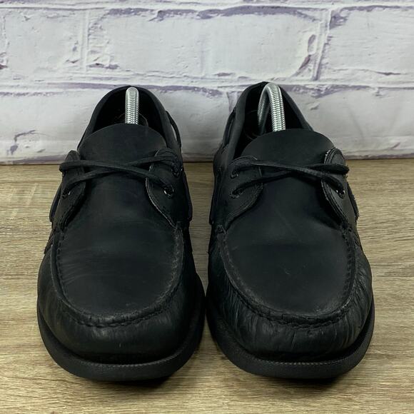 Sperry Authentic Original Black Leather Boat Shoes Men's Size 11.5 Slip Loafers - Picture 2 of 8